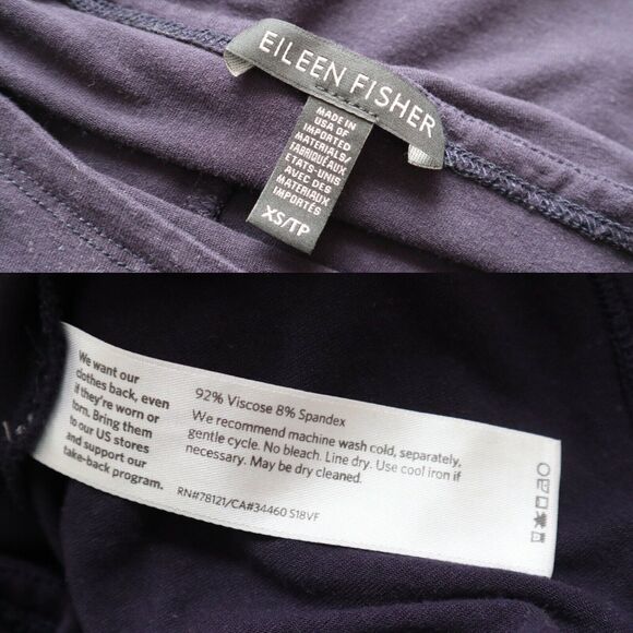 Eileen Fisher Ballet Neck Asymmetric Jersey Dress Purple Ruched Side - Picture 4 of 11